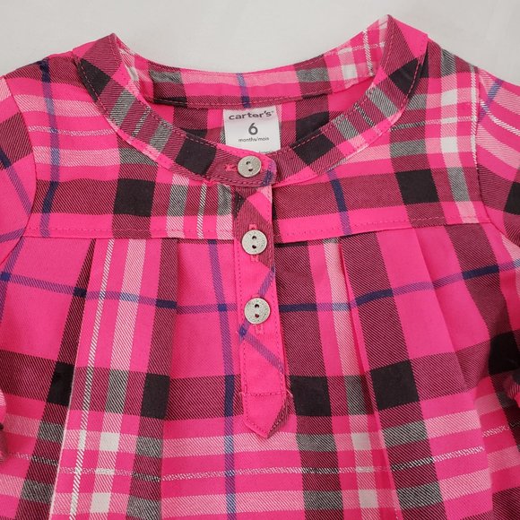 Carter's Long Sleeved Pink Tartan Plaid Dress 6 Months - Picture 2 of 5